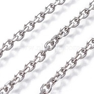 304 Stainless Steel Cable Chains, Diamond Cut Chains, Unwelded, Stainless Steel Color, 4x3x0.8mm(CHS-P007-27P-04)
