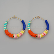 Bohemian Style Handmade Polymer Clay Heishi Beads Hoop Earrings for Girlfriend(VY5399-2)