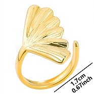 Asymmetrical Stainless Steel Couple Rings, Leaf Open Cuff Rings for Men and Women, Golden(PT7860-2)