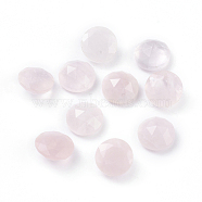 Natural Rose Quartz Cabochons, Faceted, Flat Round, 10x4.5mm(G-G835-A01-04)