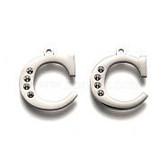 304 Stainless Steel Letter Pendant Rhinestone Settings, Letter.C, 16x14x1.5mm, Hole: 1.2mm, Fit of: 1.6mm rhinestone(STAS-Y006-61P-C)