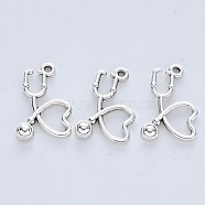 Tibetan Style Alloy Pendants, Cadmium Free & Lead Free, Stethoscope, Antique Silver, 22x14x3mm, Hole: 1.6mm, about 609pcs/500g(TIBE-R316-086AS-RS)