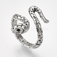 Alloy Cuff Finger Rings, Snake, Antique Silver, Size 5, 15.5mm(RJEW-S038-193B)