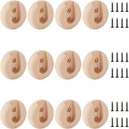 CHGCRAFT 12 Sets Beech Wood Closet Pole Socket, Line Rod Holder, Closet Rod End Support, with Screws, Flat Round, BurlyWood, 58x18mm, Hole: 4mm(FIND-CA0004-90)