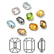 Faceted K9 Glass Rhinestone Cabochons, Pointed Back & Back Plated, Octagon Rectangle, Mixed Color, 10x8x4mm(GGLA-R042-02B)