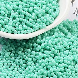 Baking Paint Glass Seed Beads, Peanut, Turquoise, 2~2.5x4x2mm, Hole: 0.8mm, about 15000pcs/pound(SEED-A033-04D)