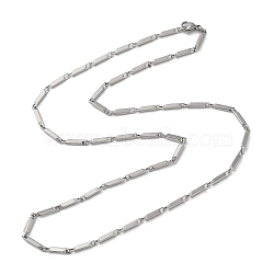 201 Stainless Steel Bar Link Chain Necklaces for Men Women, Stainless Steel Color, 19.65~20.04 inch(49.9~50.9cm)(NJEW-G112-07D-P)