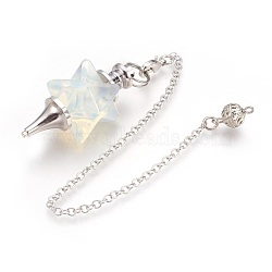 Opalite Dowsing Pendulums, with Platinum Tone Brass Findings, Merkaba Star, 235mm, Hole: 2mm(KK-F756-08E)