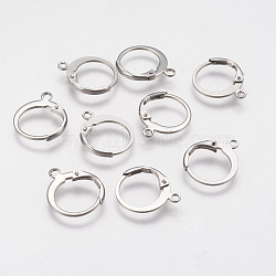 304 Stainless Steel Leverback Earring Findings, with Loop, Stainless Steel Color, 14.5x12x2mm, Hole: 1.2mm(X-STAS-F141-02P)