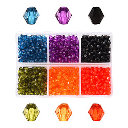 Transparent Acrylic Beads, Bicone, Mixed Color, 4x4mm, Hole: 1.5mm, 990pcs/box(TACR-YW0001-4MM-04)