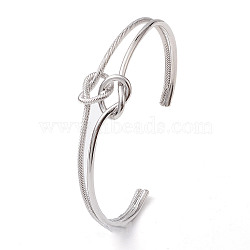 Brass Wire Wrap Knot Cuff Bangles, Long-Lasting Plated, Lead Free & Cadmium Free, Platinum, Inner Diameter: 2-5/8 inch(6.55cm)(BJEW-D039-38P)
