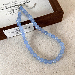 Round Synthetic Stone Beaded Necklaces for Women, Handmade Unique Design Fashion Jewelry, Cornflower Blue, 8mm, 14.96 inch(38cm)(UZ5669-3)