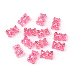 Transparent Resin Beads, AB Color Plated, Bear, Pink, 16x10.5x7mm, Hole: 1.8mm, 20pcs/bag(RESI-CJC0006-009A)