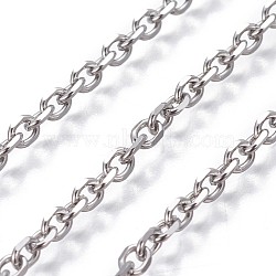 Tarnish Resistant 304 Stainless Steel Cable Chains, Diamond Cut Chains, Unwelded, Stainless Steel Color, 4x3x0.8mm(CHS-P007-27P-04)