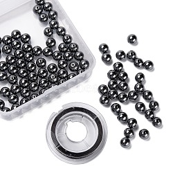 100Pcs 8mm Non-Magnetic Synthetic Hematite Round Beads, with 10m Elastic Crystal Thread, for DIY Stretch Bracelets Making Kits, 8mm, Hole: 1mm(DIY-LS0002-16)