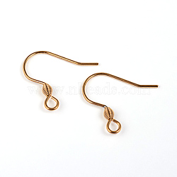 304 Stainless Steel Earring Hook Findings, Ear Wire, with Horizontal Loop, Real 18K Gold Plated, 18x16x0.8mm, 20 Gauge, Hole: 2.5mm(STAS-M240-02G-01)