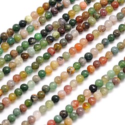Natural Indian Agate Round Beads Strands, 3mm, Hole: 1mm, about 126pcs/strand, 15.5 inch(X-G-N0166-23-3mm)