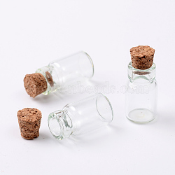 Glass Bottles, with Cork Stopper, Bead Containers, Wishing Bottle, Clear, 18x10mm, Wooden Plug: 8.3x10mm, Capacity: 1.5ml(0.05 fl. oz), Bottleneck: 7mm in diameter(AJEW-H004-6)