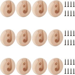 CHGCRAFT 12 Sets Beech Wood Closet Pole Socket, Line Rod Holder, Closet Rod End Support, with Screws, Flat Round, BurlyWood, 58x18mm, Hole: 4mm(FIND-CA0004-90)