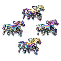 Alloy Pendants, Cadmium Free & Nickel Free & Lead Free, Horse, Rainbow Color, 22.5x28x4.5mm, Hole: 1.8mm(PALLOY-N163-022-NR)