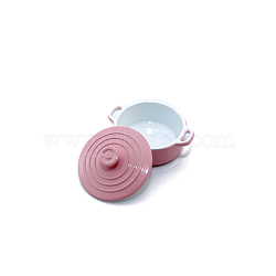 Mini Alloy Stockpot with Lid, for Dollhouse Accessories Pretending Prop Decorations, Pale Violet Red, 25x20x14mm(BOTT-PW0001-252D)