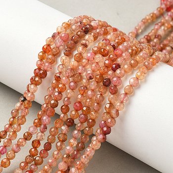 Natural Agate Beads Strands, Dyed & Heated, Round, Faceted, Peru, 4mm, Hole: 0.5mm, about 92pcs/strand, 14.57 inch(37cm)