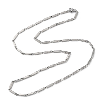 201 Stainless Steel Bar Link Chain Necklaces for Men Women, Stainless Steel Color, 19.65~20.04 inch(49.9~50.9cm)