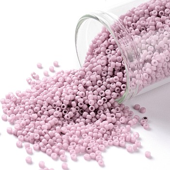 TOHO Round Seed Beads, Japanese Seed Beads, (765) Opaque Pastel Frost Plumeria, 15/0, 1.5mm, Hole: 0.7mm, about 15000pcs/50g