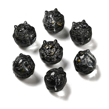 Transparent Glass Beads, Gradient Color, Dragon, Black, 13.5x13x12.5mm, Hole: 1mm