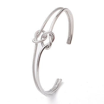 Brass Wire Wrap Knot Cuff Bangles, Long-Lasting Plated, Lead Free & Cadmium Free, Platinum, Inner Diameter: 2-5/8 inch(6.55cm)