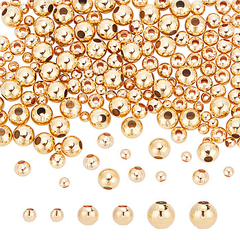 3 Styles Brass Round Spacer Beads, Real 18K Gold Plated, 2~4mm, Hole: 1~1.5mm