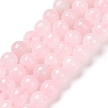 Natural Rose Quartz Beads Strands, Faceted(128 Facets), Round, 10mm, Hole: 1.2mm, about 38pcs/strand, 15.16''(38.5cm)