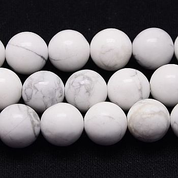 Natural Howlite Beads Strands, Round, 10mm, Hole: 1mm