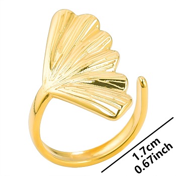 Asymmetrical Stainless Steel Couple Rings, Leaf Open Cuff Rings for Men and Women, Golden