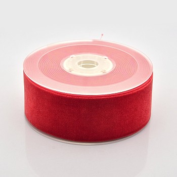Polyester Velvet Ribbon for Gift Packing and Festival Decoration, Red, 1-1/2 inch(38mm), about 20yards/roll(18.29m/roll)