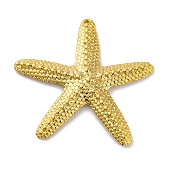 Ion Plating(IP) 304 Stainless Steel Big Pendants, Starfish Charm, Real 18K Gold Plated, 57x59x4.5mm, Hole: 1.5mm