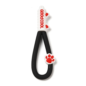 Cat Paw Print PVC Plastic Phone Wristlet Strap Rope, Mobile Accessories Decoration, Black, 10.8~10.9x3.3~3.4x1.3cm