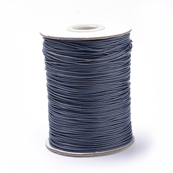 Braided Korean Waxed Polyester Cords, Marine Blue, 0.5mm, about 160yards/roll
