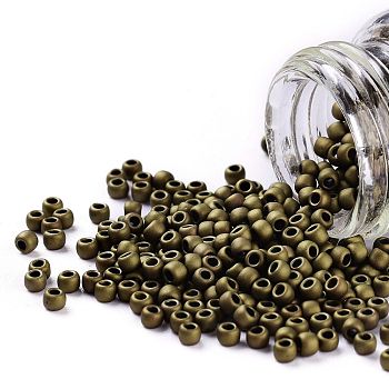 TOHO Round Seed Beads, Japanese Seed Beads, (223F) Opaque Frosted Antique Bronze, 11/0, 2.2mm, Hole: 0.8mm, about 1110pcs/10g