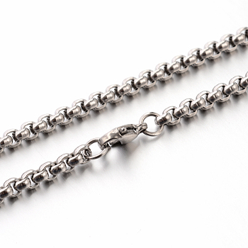 304 Stainless Steel Box Chain Necklaces, Stainless Steel Color, 23.6 inch(59.9cm), 3.5mm