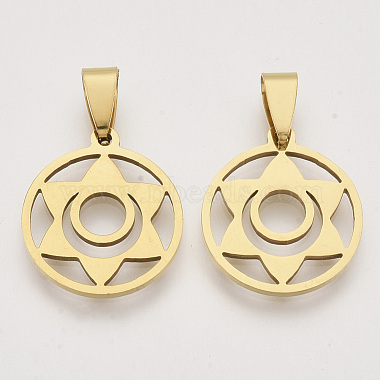 Golden Flat Round Stainless Steel Pendants