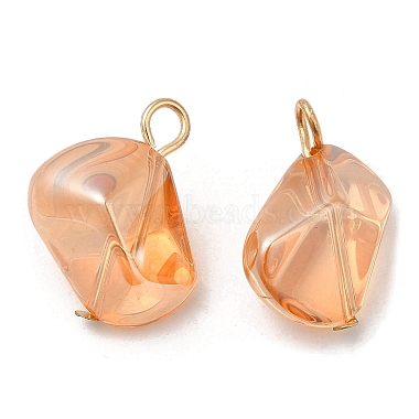 Golden PeachPuff Polygon Brass+Glass Pendants