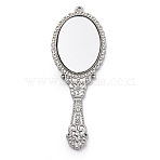 Glass Mirror Pendants, Handheld Mirror Charm, with Alloy Findings, Platinum, 73.5x26x3mm, Hole: 1.8mm(FIND-Z073-04P)