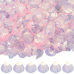 100G PVC Sequin/Paillette Beads, Garment Accessories, Shell Shapes, Pink, 13.5x13x0.1mm, Hole: 1mm(KY-CY0001-06B)