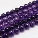 Natural Amethyst Beads Strands, Grade A, Round, 8mm, Hole: 1mm, about 49pcs/strand, 38cm(G-F306-10-8mm)