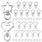 20Sets 2 Styles Alloy Swivel Clasps, Lanyard Push Gate Snap Clasps with Open Jump Rings, Platinum, 23.5~34.5x24~34x6~7mm, Hole: 8.9mm, 10sets/style(FIND-SC0011-12)