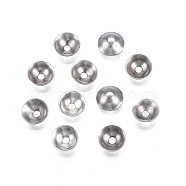 304 Stainless Steel Bead Caps, Apetalous, Half Round, Stainless Steel Color, 6x2mm, Hole: 1.4mm(STAS-S057-48B-P)