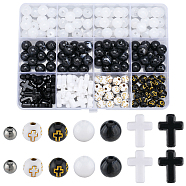 DIY Cross & Round Acrylic Beaded Bracelets Making Kits, Mixed Color, Beads: 8~16x8~12x4.5~10mm, Hole: 2mm, 280pcs(DIY-SC0027-52)