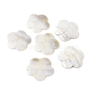 Natural Freshwater Shell Big Pendants, Flower Charm, White, 69x70.5x5mm, Hole: 3.5mm(SHEL-H001-01)