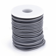 PVC Tubular Solid Synthetic Rubber Cord, Wrapped Around White Plastic Spool, No Hole, Gray, 4mm, about 16.4 yards(15m)/roll(RCOR-R008-4mm-10)